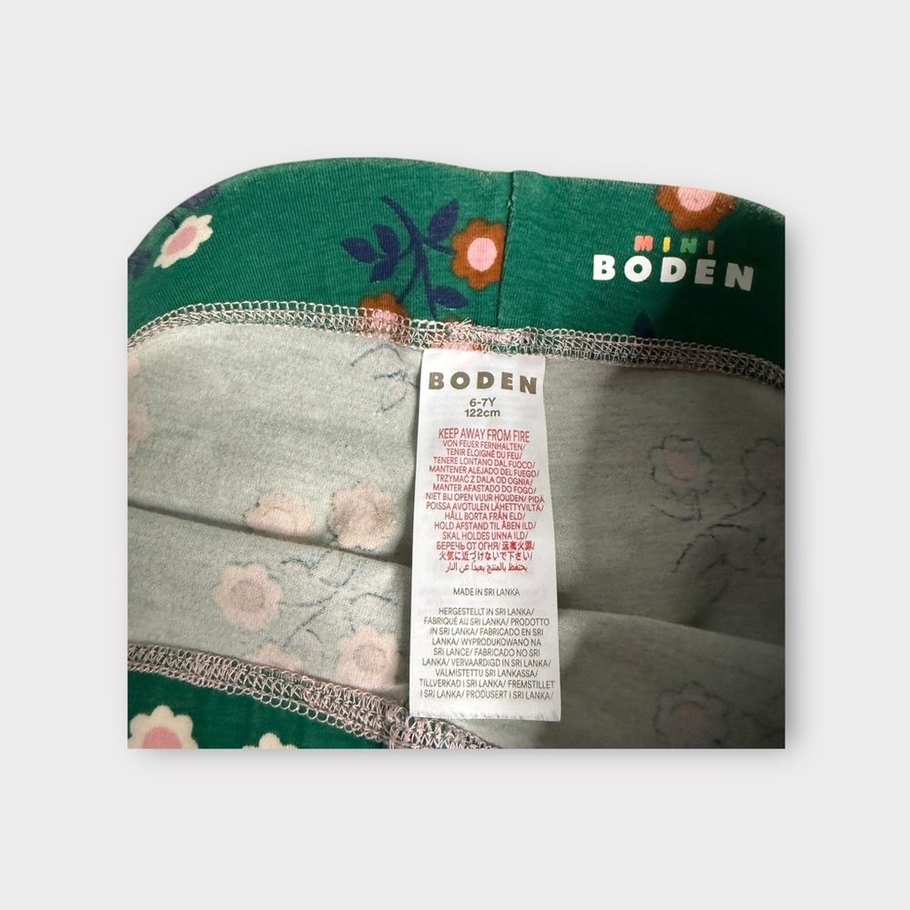 Mini Boden Floral Pattern Green Leggings - Picture 3 of 4